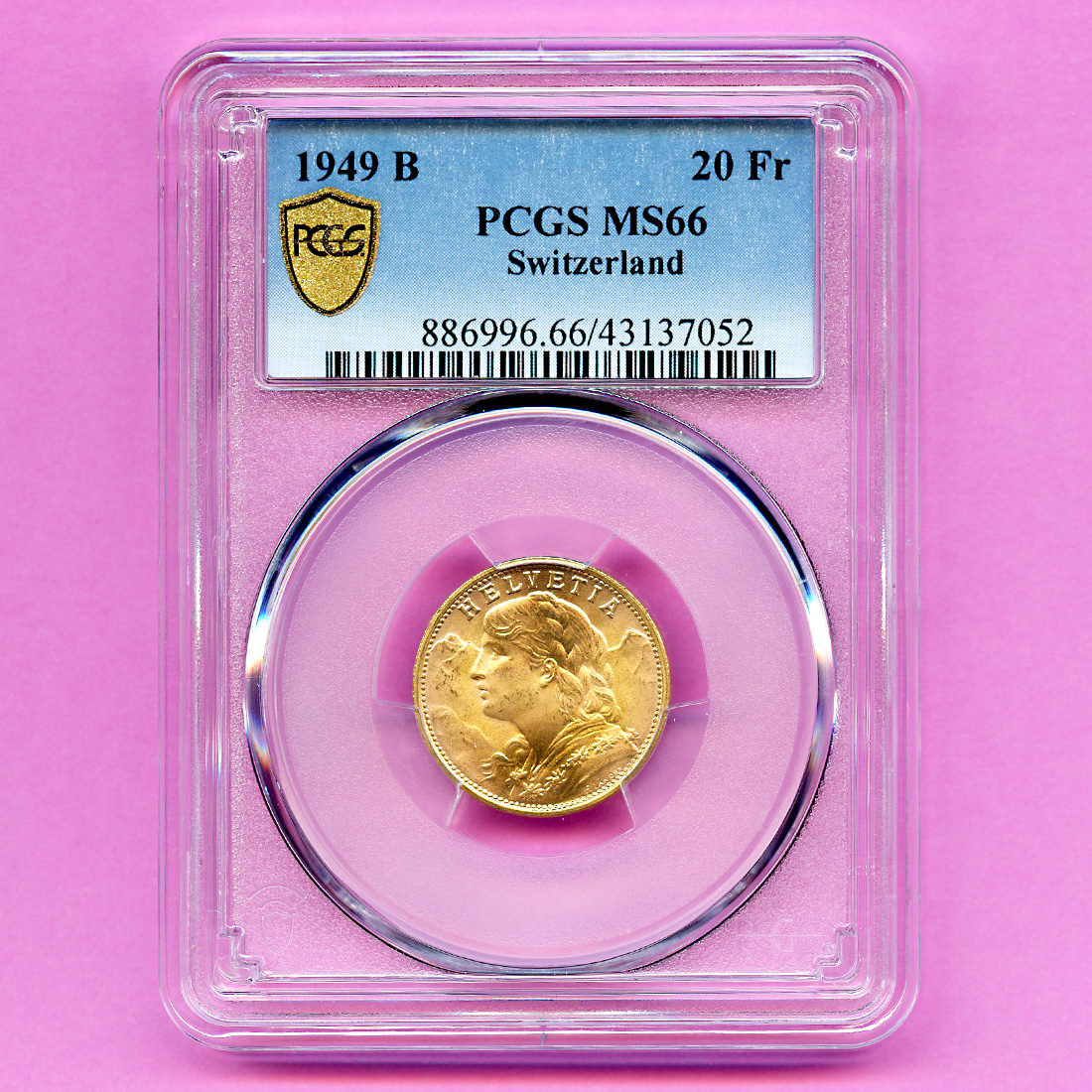 【美品】スイス 20フラン NGC MS66 アルプスの少女 ベルベティア 硬貨