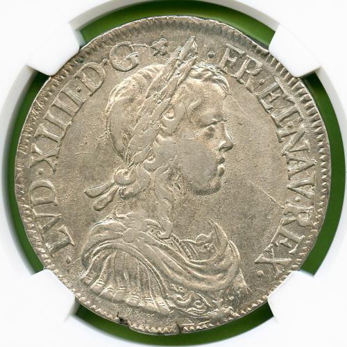 【1643年】フランス 1/4エキュ銀貨 太陽王としての異名で知られるルイ14世