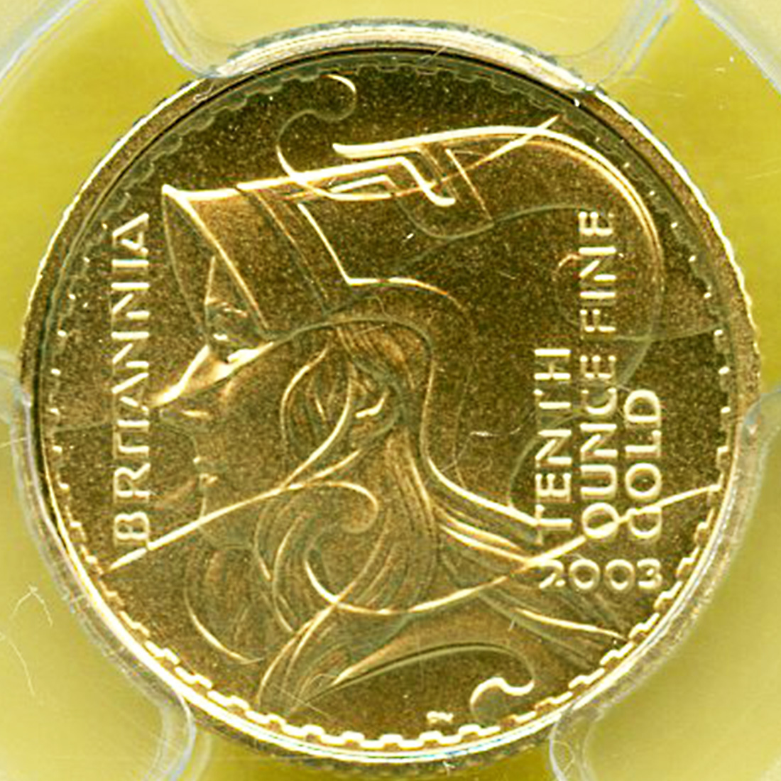 全コイン :: モダン :: イギリス 10ポンド金貨 女神ブリタニア エリザベス2世女王 2003 PR69DCAM/準最高♪