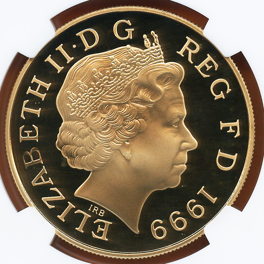 イギリス 5ポンド金貨 ダイアナ妃追悼記念/エリザベス2世 1999 PF70UC 最高鑑定 発行7,500枚 付属品♪Queenエリザベスラベル♫