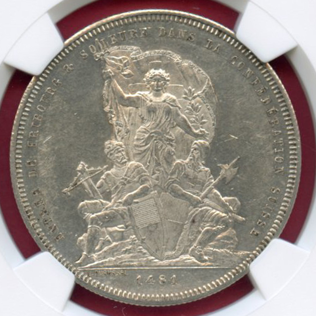 スイス射撃祭 ツーク：1869年 大型銀貨』MS61 高鑑定-
